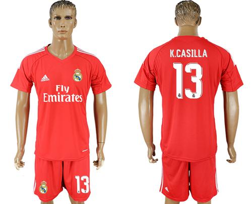 Real Madrid #13 K.Casilla Red Goalkeeper Soccer Club Jersey